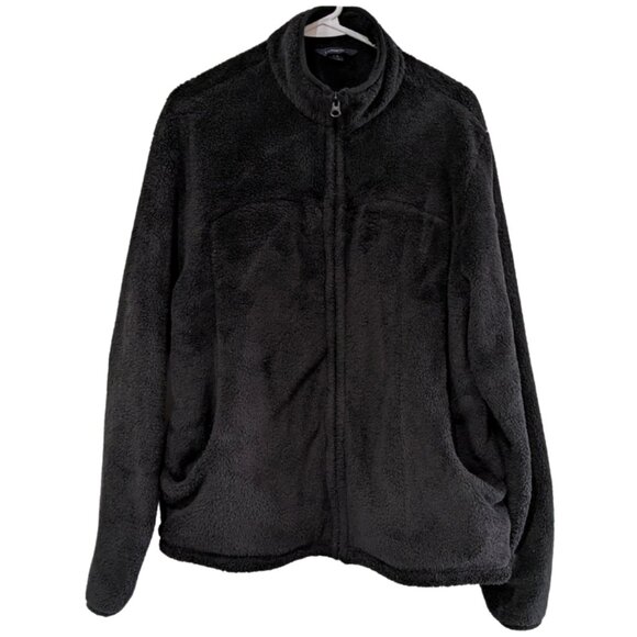 Lands' End Jackets & Blazers - Lands' End Black Fleece Zip Jacket - Women's Large (14-16)
